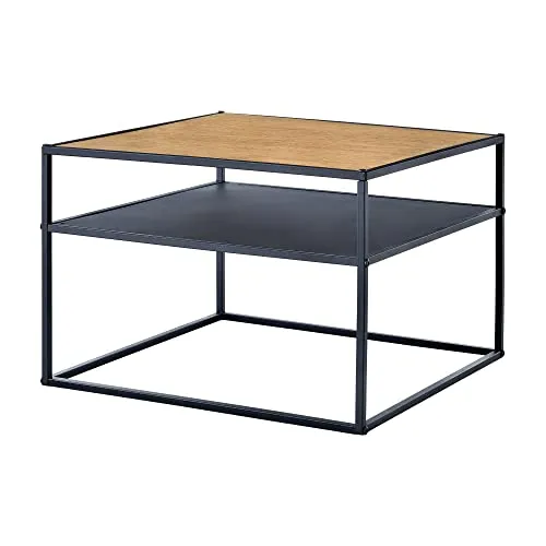 [en.casa] Beistelltisch Quinisut 40 x 55 x 55 cm - Beistelltisch fürs Wohnzimmer mit stilvollem Metallgestell in Holz-Optik, bietet eine praktische untere Ablage und ist vielseitig einsetzbar.