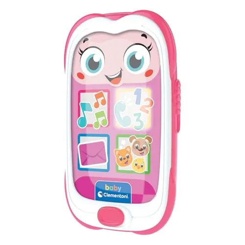 Clementoni Baby-Smartphone, Rosa, Spielzeug für Kinder, 6 Monate, Handyspiel, Musik, interaktives elektronisches Geschenk, sprechend, Lichter und Geräusche, gefälschtes Telefon für frühe Kindheit,