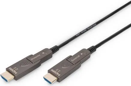 DIGITUS Glasfaserkabel HDMI AOC 20m - 4K mit abnehmbaren Steckern - HiFi-Kabel für hochauflösende 4K-Übertragungen, flexibel mit abnehmbaren Steckern für einfache Installation und optimalen Bild- und Tonqualität.