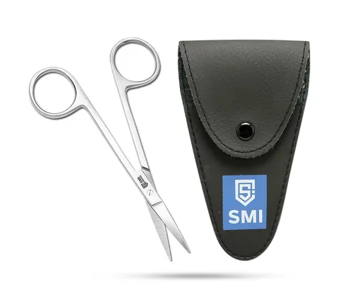 SMI - Bartschere Schnurrbartschere kleine Haarschere mit Etui 11,7 cm 