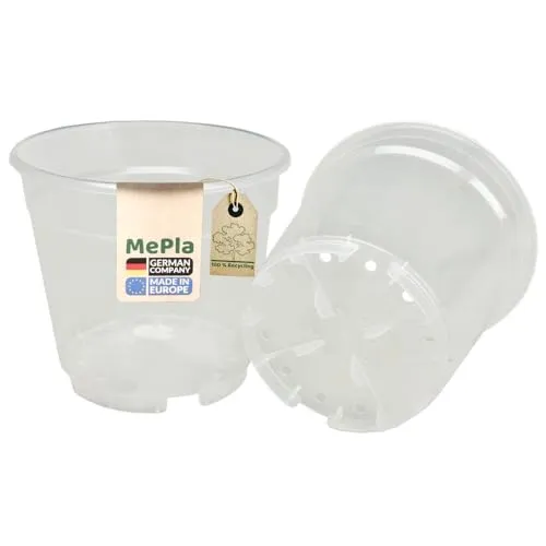 MePla - 5 Stück - Pflanztopf Orchidee ø 8 cm - transparent (ø/h: 8/7,1 cm, Volumen: 0,2 L) - Sorgt für Luftzirkulation und schützt zuverlässig vor Staunässe