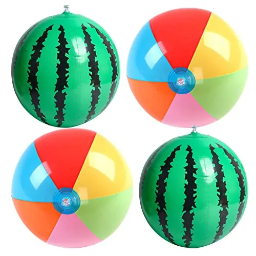 Sonwaha 4 Stück Wasserball, Wasserball Aufblasbar Kinder-Spielball für Strand und Schwimmbad Aufblasbare Wasserbälle für Strand Pool und Badesee Badespielzeug