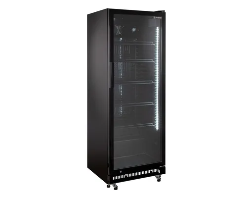 orange 360L Getränkekühlschrank mit Glastür in schwarz von GastroHero