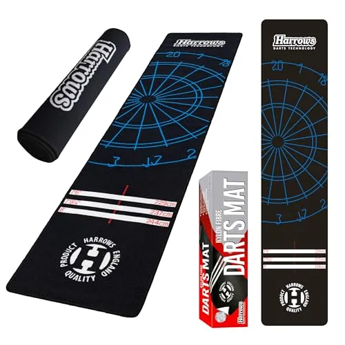 Harrows Dartmatte mit Darts Oche | Bodenmattenschutz | Rutschfeste Matte | Professionelle Dartmatte mit Gummiunterseite