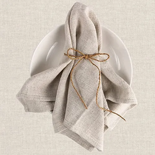 Stoffservietten, 6er Pack Hochwertige Beige Servietten 40x40 cm, Tischdekoration Servietten Hochzeit Geburtstag, Leinenservietten Wiederverwendbare Feiern Abendessen Cafe Restaurant