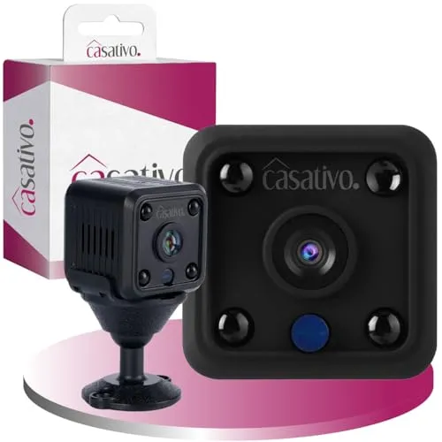 Casativo Mini Kamera WLAN Micro-IP-Akkubetrieb - HD 720p mit Nachtsicht - Die Casativo Mini Kamera bietet HD-Qualität mit 720p und 120° Weitwinkel. Ideal für die Sicherheit zu Hause, mit intelligenter Bewegungserkennung und einfacher Bedienung über die Tuya Smart App. Flexibel im Einsatz dank kabellosem Akku und Nachtsicht.