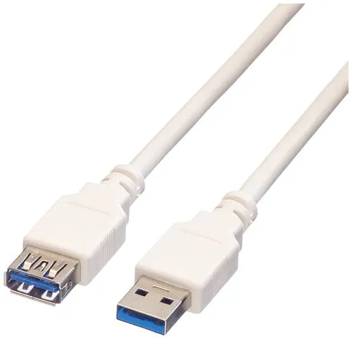 Value USB-Kabel USB 3.2 Gen1 USB-A Stecker, USB-A Buchse 0.80 m Weiß Geschirmt 11.99.8977