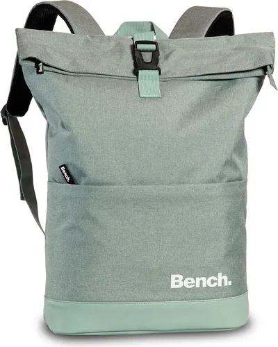 Bench Roll Top Rucksack 64180 - Pastellgrün - Rucksäcke für Schule, Beruf oder Freizeit. Großer Roll-Top Rucksack aus robustem Polyester mit gepolstertem Laptopfach und verstellbaren Schultergurten für hohen Tragekomfort.