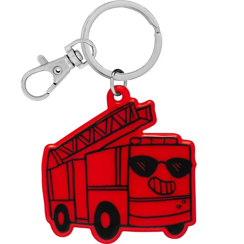 GRUSS & CO Reflektor 70146 neon Motiv Feuerwehr mit praktischem Karabiner