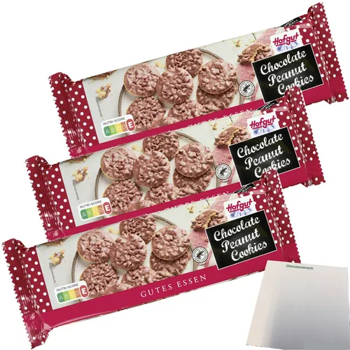 Hofgut Chocolate Peanut Cookies 3er Pack 3x150g Packung usy Block