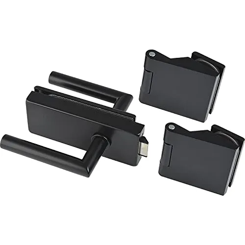 Dorma Glas Glastürgarnitur Classic – Türschloss & Türband für Glastüren - Türschließer für Glastüren, unversperrbar, geeignet für Flügelgewichte bis 80kg, einfache Montage mit eleganter L-Form Drückerpaar. Ideal für moderne Innenräume.