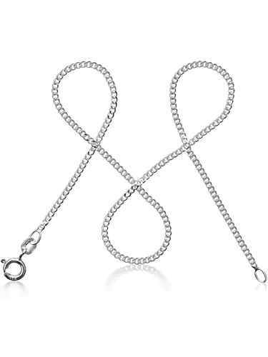 modabilé Panzerkette Damen Halskette 925er Sterling Silber (42cm kurz I 1,7mm breit) Nur Silberkette 925 ohne Anhänger Silberne Kette für Frauen