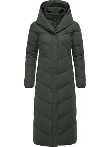Ragwear Damen Wintermantel Natalka Extralong in Dunkelgrün 5XL - Eleganter und funktionaler Damen Steppmantel in extralang mit Kapuze. Wasserdicht und winddicht für optimalen Komfort an kalten Tagen. Ideal für den urbanen Alltag oder winterliche Spaziergänge.