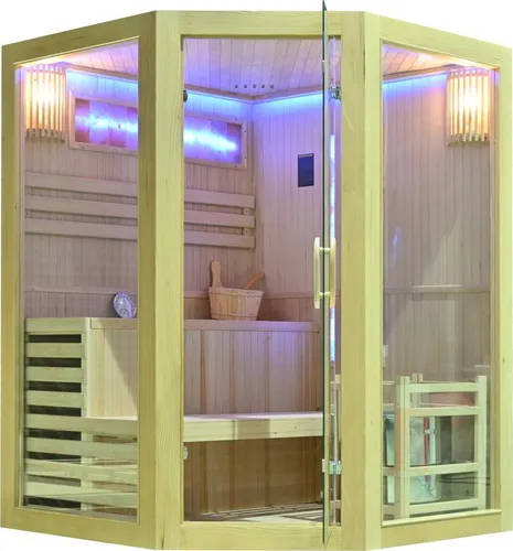 LinJa Sauna Calgary – Traditionelle Heimsauna mit Harvia Ofen, 150x150x200 cm