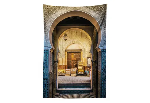 Abakuhaus Wandteppich aus Weiches Mikrofaser Stoff Für das Wohn und Schlafzimmer, rechteckig, Marokkanisch Altes marokkanisches Motiv