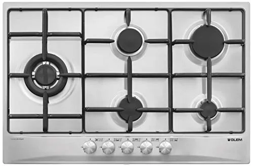 Glem GT85TIX Gaskochfeld aus Edelstahl, integriert, Gaskochfeld, Edelstahl, 1000 W, rund