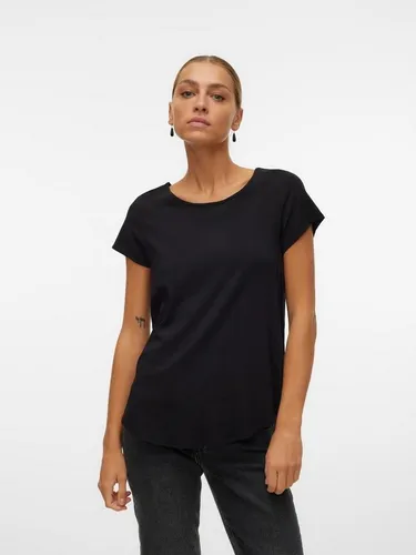 Vero Moda Blusenshirt VMBELLA SS TOP WVN GA NOOS Viskosemischung, abgerundeter Saum