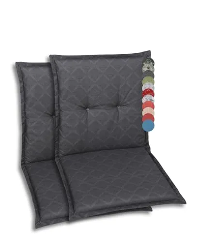 GO-DE Textil Polsterauflagen für Niederlehner-Gartenstühle - Bequeme 2er-Set Polsterauflagen (100 x 50 x 6 cm) mit hochwertiger Schaum-Vliesfüllung. UV-beständig und OEKO-Tex zertifiziert für höchsten Komfort und Langlebigkeit.