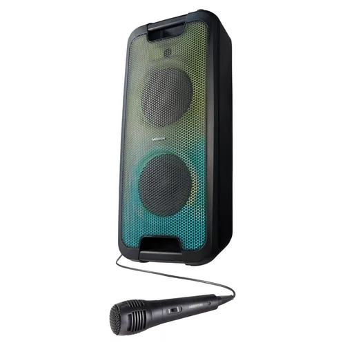 MEDION MD44400 Party-Soundsystem - Lautsprecher mit Bluetooth und Mikrofoneingang, perfekt für Karaoke und Partys, tragbar und mit beleuchtetem Design.