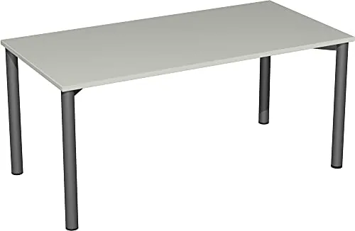 Konferenztisch, BxTxH 1600x800x720 mm, 4-Fuá-Geste ll, Platten-/Gestellfarbe lichtgrau/anthrazit