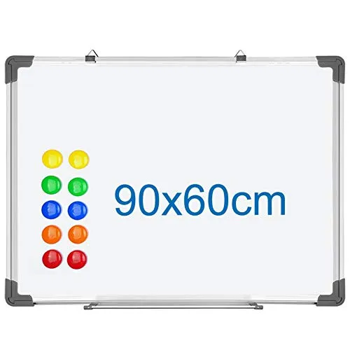 S SIENOC Whiteboard Magnetwand mit Alurahmen Magnetisch Whiteboard und Magnettafel Weiß lackiert mehrere Größen wählbar (1 Stück 90 * 60cm)