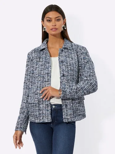 creation L Bouclé-Blazer Langarm blau 36