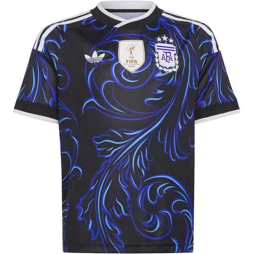 adidas AFA ARGENTINIEN AWAY D Teamtrikot Kinder - Schwarz-Blau, Größe 140 - Replica-Auswärtstrikot der argentinischen Nationalmannschaft für Kinder; mit komfortablem V-Ausschnitt und atmungsaktivem Material für optimalen Tragekomfort.