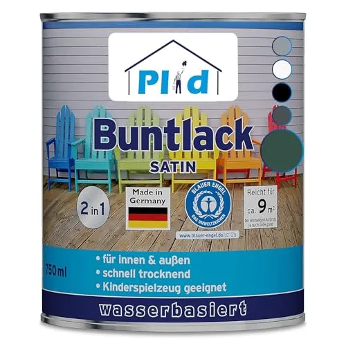Moosgrüner Buntlack 0,75L - Schnelltrocknend für Holz und Metall - Lacke für Holz und Metall, schnelltrocknend mit seidenmattem Glanz, ideal für kreative Projekte und Renovierungen. Abdeckung bis 13 m².