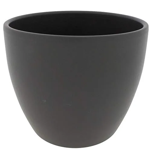 Annastore Blumenübertopf AVA aus Keramik Pflanztopf Blumentopf Keramiktopf Übertopf für Blumen (Basalt/Matt, Ø 13 cm/H 12 cm)