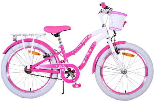 Volare Kinderfahrrad Lovely - Mädchen, Rot oder Rosa, 20 Zoll - Kinderfahrrad für Mädchen mit zwei Handbremsen, ideal für 3-8 Jahre. Robuste Luftbereifung und geschlossener Kettenkasten sorgen für Sicherheit und Komfort beim Fahren.