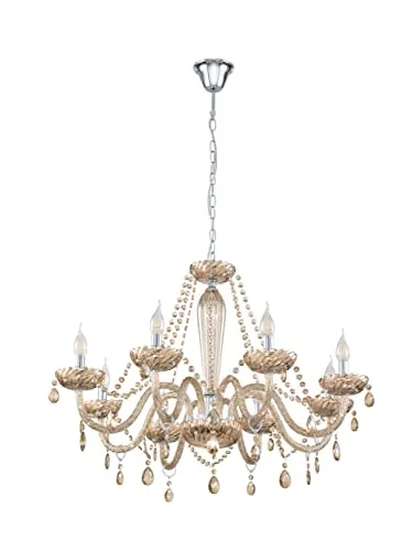 EGLO BASILANO Kronleuchter 8L Cognac in silber von EGLO