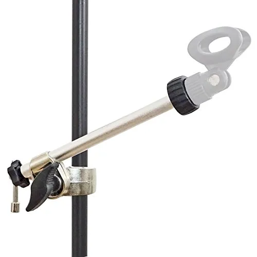 keepdrum MS101 Mikrofongalgen Halterung zum Anschrauben - Mikrofonständer-Zubehör mit 16cm Galgenlänge, ideal für zusätzliche Mikrofone an Ständern oder Rohren bis 30mm Durchmesser.