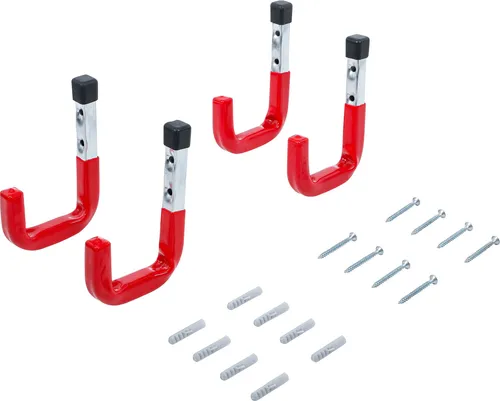 BGS-88314 Wandhaken-Satz, 4-tlg. in rot von BGS technic