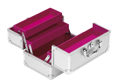 Schminkkkoffer Beauty Case Box Kosmetikkoffer Spiegel silber pink ❤ Valentinstag