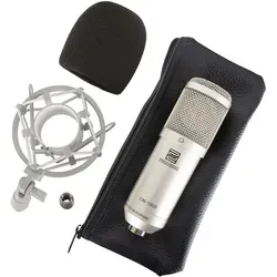 Pronomic CM-100S Studio Großmembranmikrofon - Mikrofone - Hochwertiges XLR-Kondensatormikrofon mit goldbedampfter 34 mm Membran für exzellente Klangqualität und inklusive Mikrofonspinne, Etui und Windschutz.