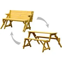 Dobar 2in1 Picknicktisch und Sitzbank - Gartenbänke: Wetterfeste 2 in 1 Kombination aus Tisch und Sitzbank aus hell lasiertem Hemlocktannenholz, ideal für Garten, Balkon oder Terrasse.