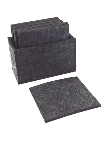 Filz Untersetzer + Box | dunkelgrau eckig | Glasuntersetzer 10 cm Unterlage 10 x