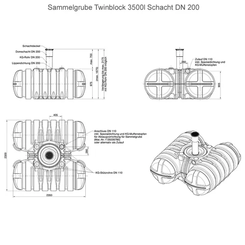 ROTH Sammelgrube Twinbloc® 3500 Liter mit DIBt-Zulassung