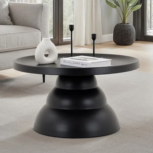 IDIMEX Couchtisch LORIS - Moderner runder Beistelltisch aus pulverbeschichtetem Metall - Couchtische: Stilvoller Couchtisch LORIS aus elegantem, pulverbeschichtetem Schwarz, ideal für moderne Wohnkonzepte – kompakt und pflegeleicht.