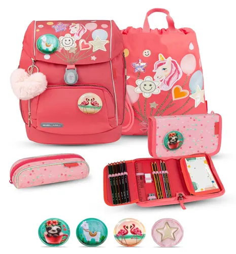 Belmil Rucksack Compact Plus Premium Schulranzen Set 5-tlg. Rose Quartz