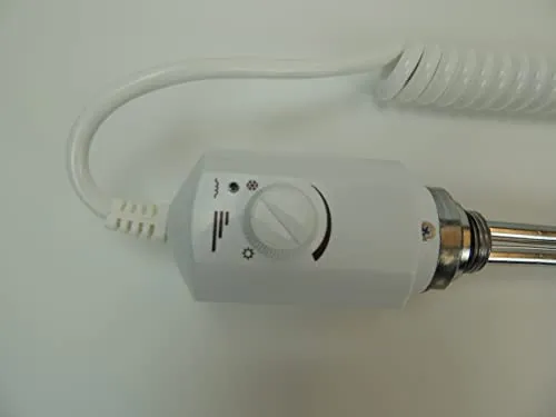 Watt weiß Elektro Heizstab 600W - Heizpatrone für Badheizkörper, stufenlos einstellbar von 13 - 65 °C mit Frostschutzfunktion und integriertem Überhitzungsschutz - ideal für unabhängige Heizlösungen.
