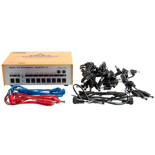 Fame DCT-200 Multi-Power Supply - Netzteil für Gitarrenpedale mit 1100mA, 8x 9V DC und flexibler Spannungssteuerung, ideal für effektive Stromversorgung von Pedalen.