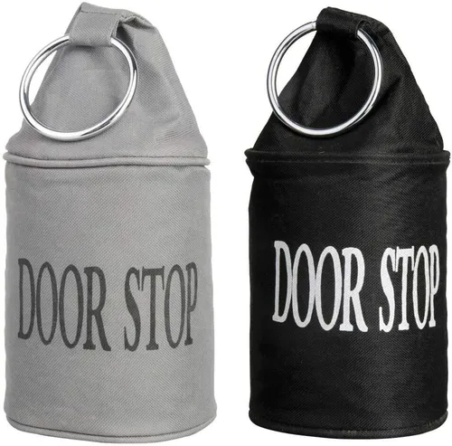 Esschert Design Türstopper 2er Set mit Metallring schwarz und grau Türsack Keil