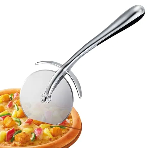 SURFOU Pizzaschneider, Edelstahl Pizzaroller Durchmesser 6,5 Cm Pizzarad, 18 Cm Lang Pizza Cutter Für Küche, Waffeln, Teig und Mehr, Leicht Zu Schneiden und Zu Reinigen