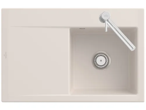 Villeroy & Boch Subway Style 45 Crema Keramikspüle - Hochwertige Ceramicplus-Spüle in glänzendem Crema, ideal für Unterschränke ab 45 cm. Handbetätigung und großzügige Maße (B x T): 78 x 51 cm.