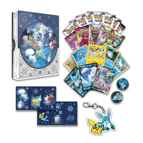 Pokemon PKM Adventskalender 2023 - 25 Tage voller Überraschungen, mit holografischen Karten, Boosterpacks und exklusiven Online-Inhalten
