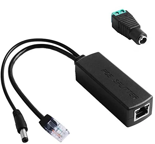 GeeekPi Gigabit PoE Splitter, 48V auf 12V 2A Ethernet Adapter, IEEE 802.3af 10/100/1000 Mbit/s für IP-Kamera, Wireless Access Point und VoIP-Telefon