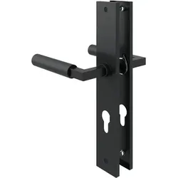 MS Beschläge Baustil Türdrücker Schwarz matt - Elegante Langschildgarnitur - Türsicherungen mit hochwertiger Langschildgarnitur in Schwarz matt, wahlweise für Zimmertüren oder WC-Funktion, inklusive festdrehbar gelagerter Drücker für optimale Nutzung.