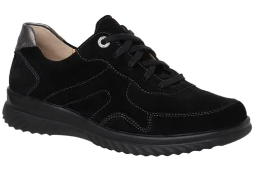 Ganter Komfort Schnürschuhe Damen 31363136353731 Schwarz 40 1/2 EU - Sneaker aus Leder mit perfekter Passform durch Schnürung, Gummisohle für optimalen Tragekomfort – ideal für den Alltag.