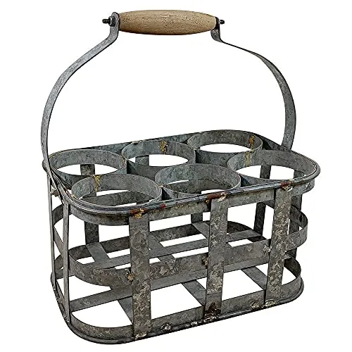 Flaschenkorb Metall für 6 Flaschen im Vintage-Antik-Stil